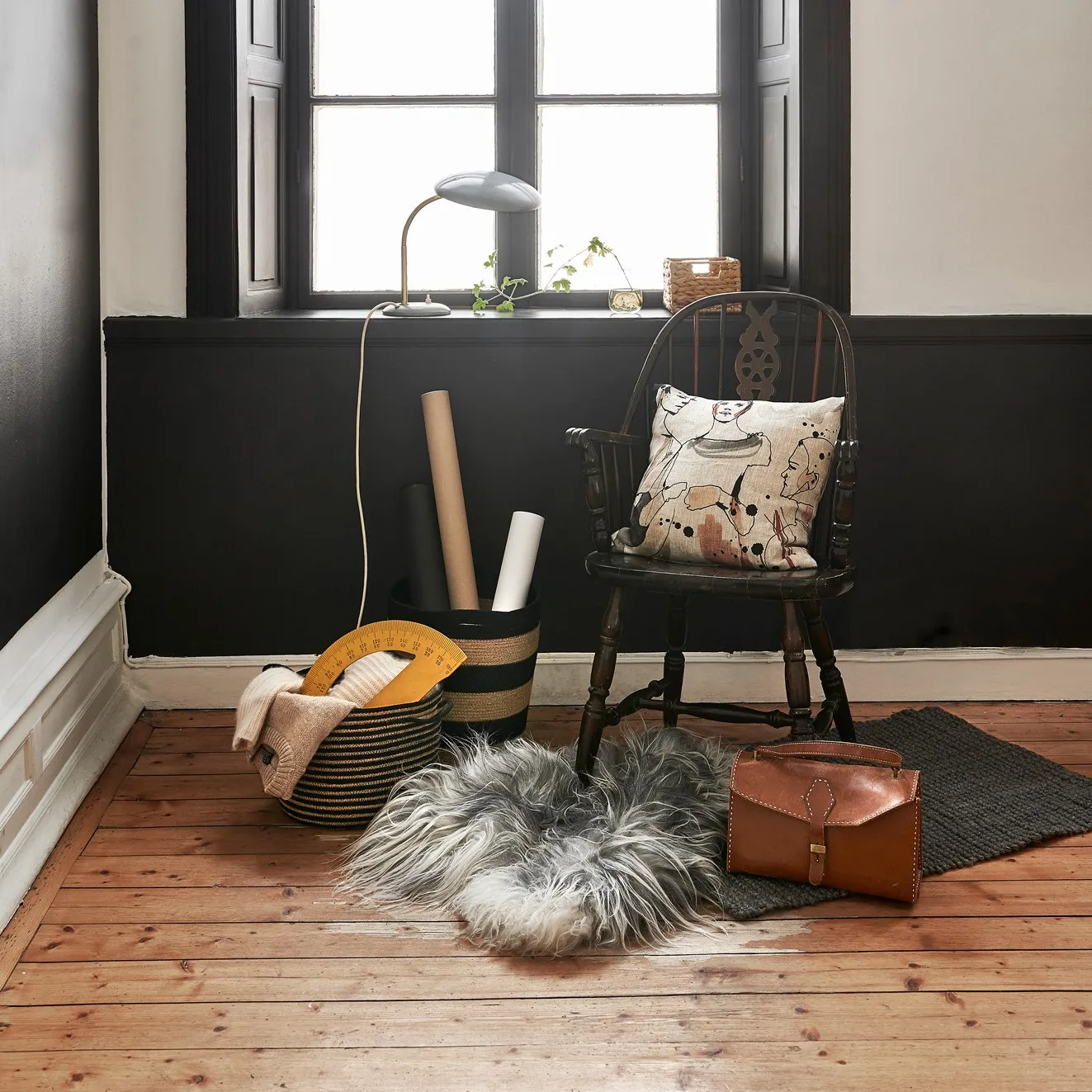 Jute vloerkleed donkergrijs, 70 x 120 cm. Dixie