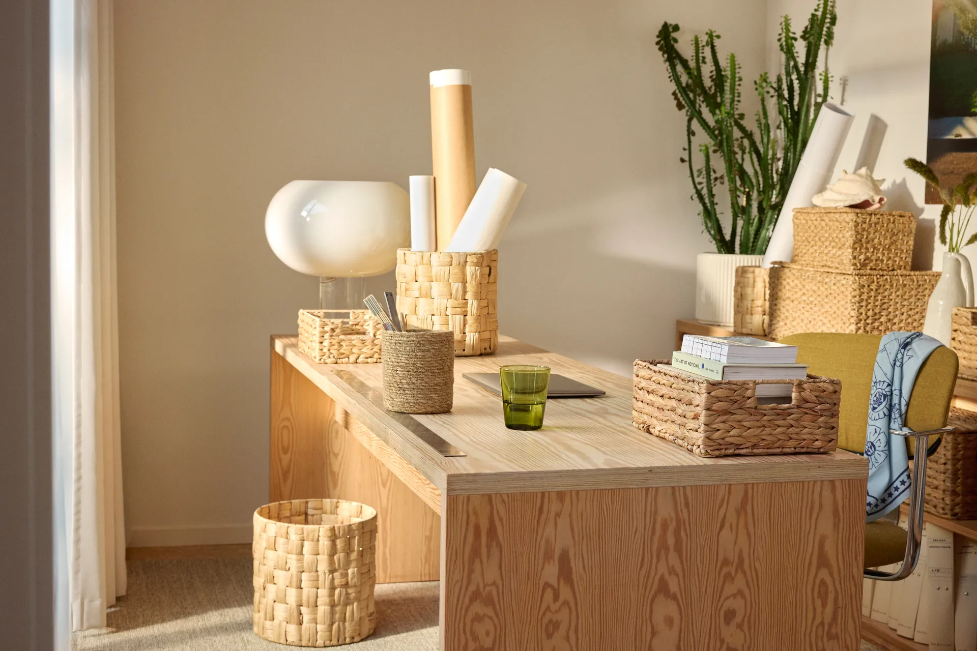 Lily cylinder panama opbergmanden 3-delig, Natural Dixie