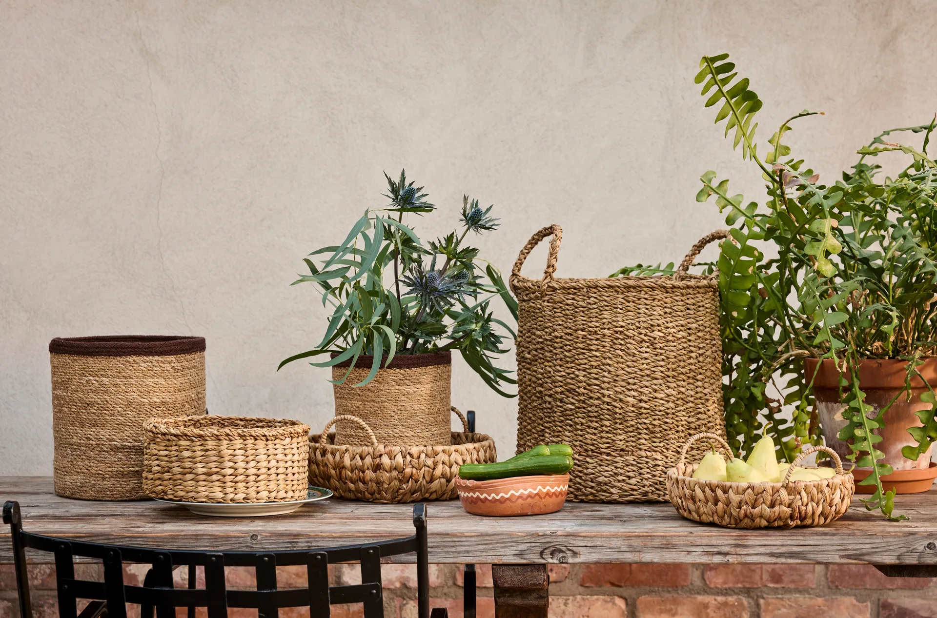 Lily mand met handvat 2-delig, Natural Dixie