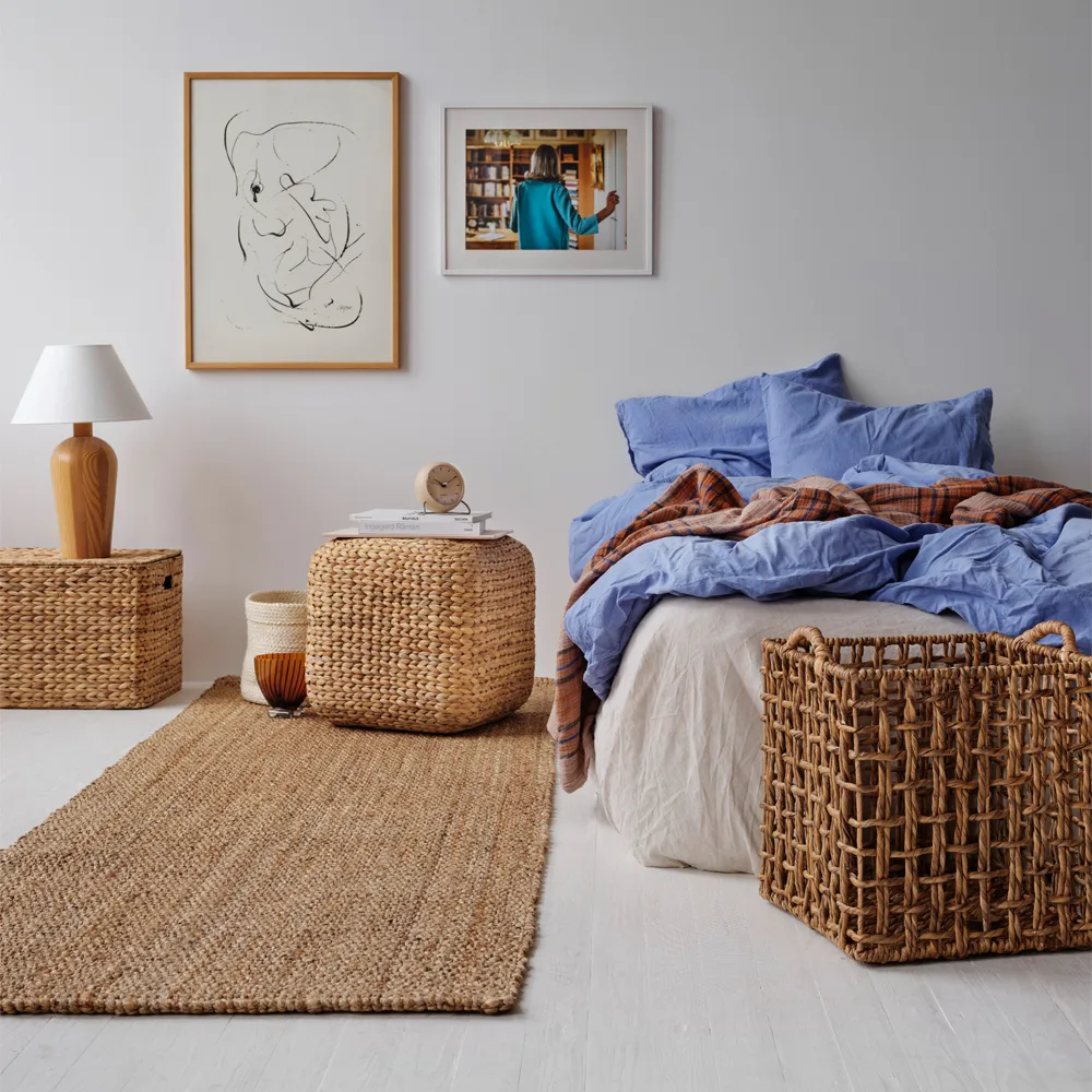 Lily zitpoef, natural, waterhyacint, vierkant Dixie