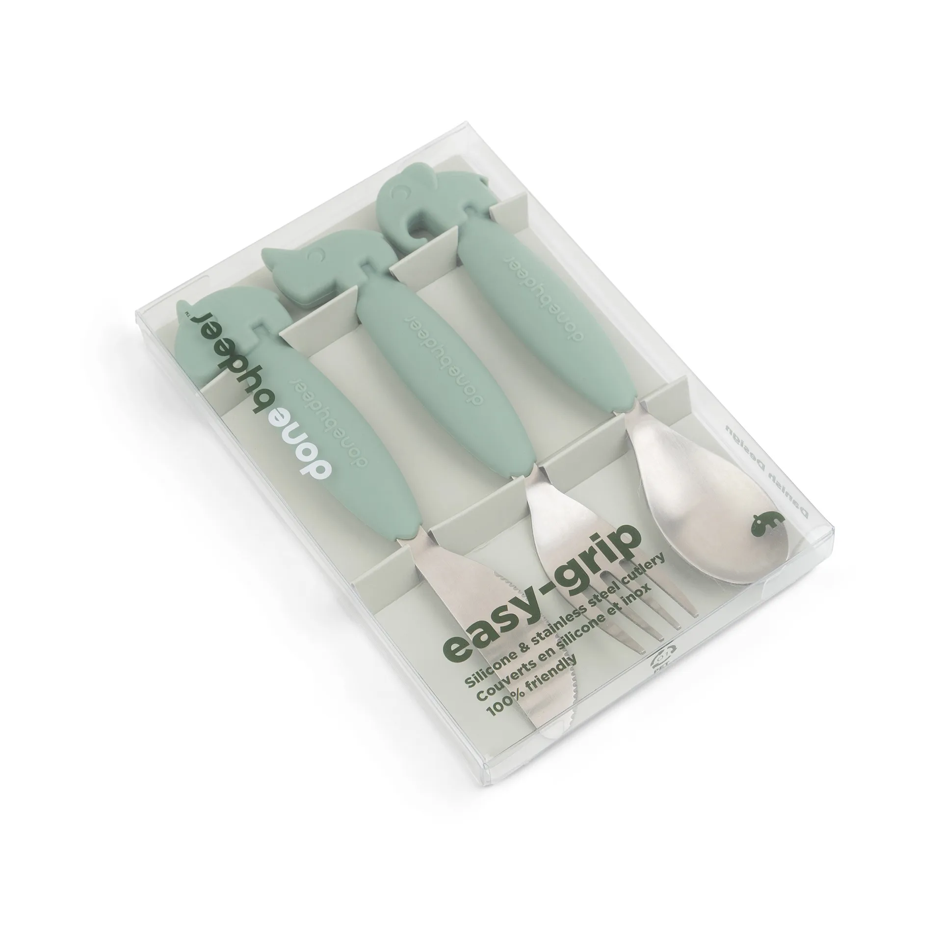 Deer Friends Easy-grip bestekset 3-delig, Green Done by deer