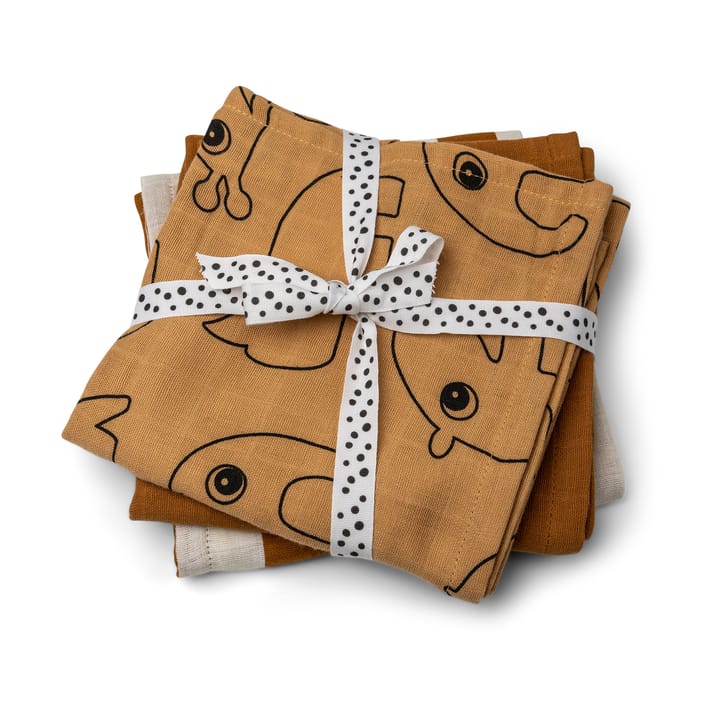 Deer Friends washandje 3-pack, Mustard Done by deer