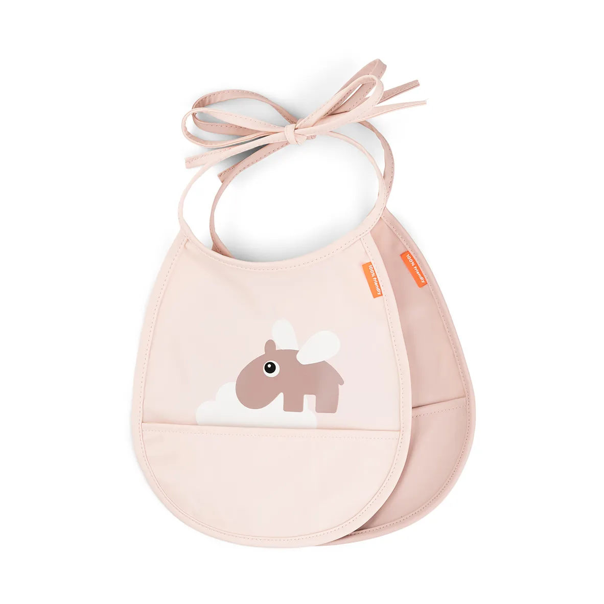 Happy Clouds Tiny slabbetje 2-pack, Powder Done by deer