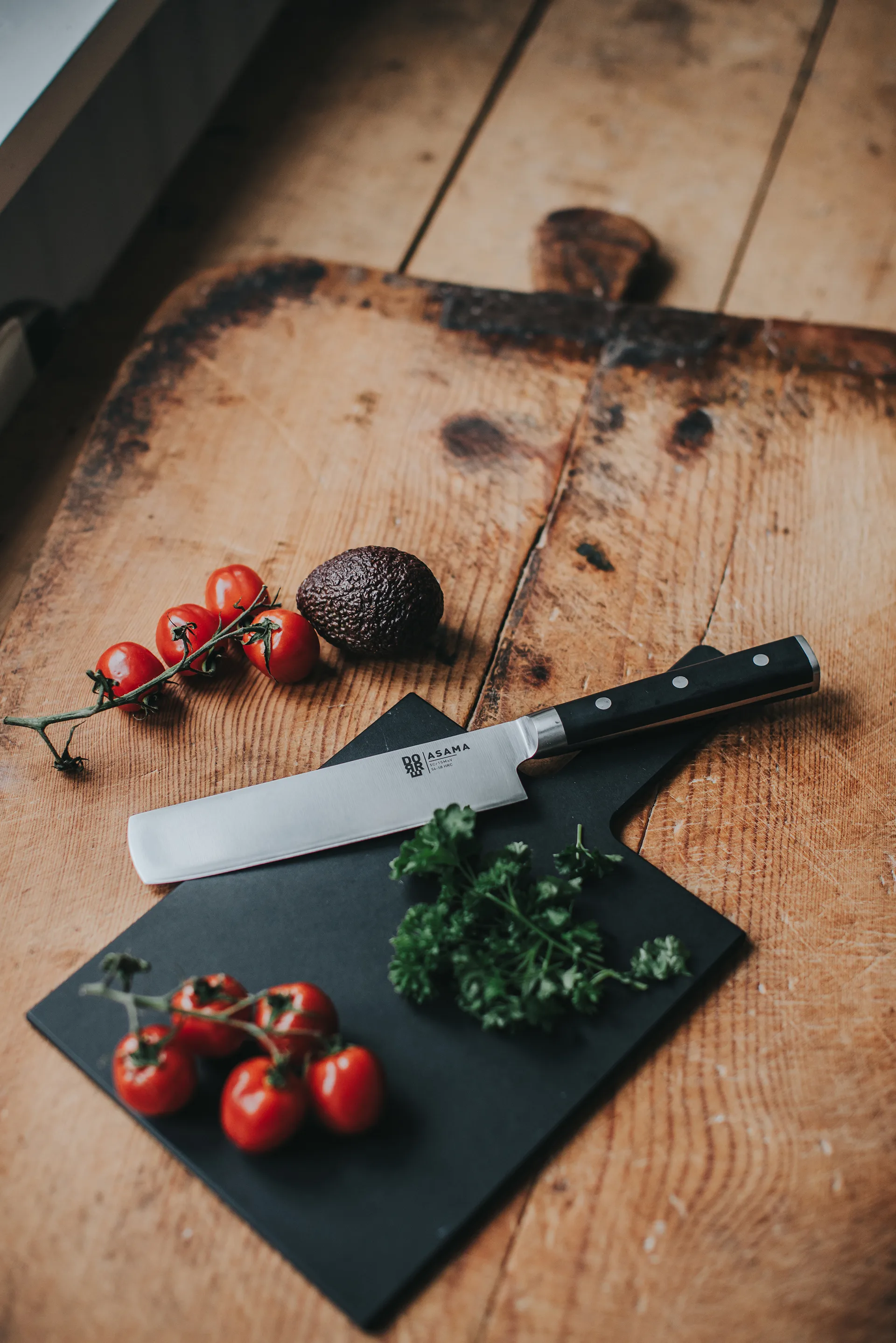 Asama Nakiri groentemes, Roestvrij staal, zwart, 31 cm Dorre