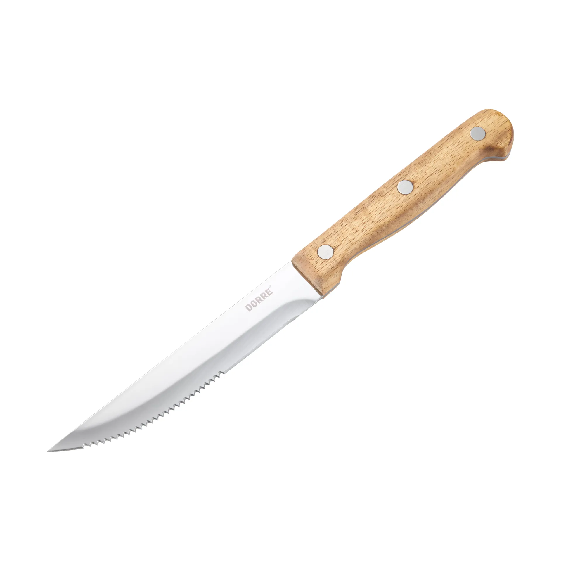 BBQ vleesmes, Roestvrij staal, 6-pack, houten doos acacia, 22,5x2 cm Dorre