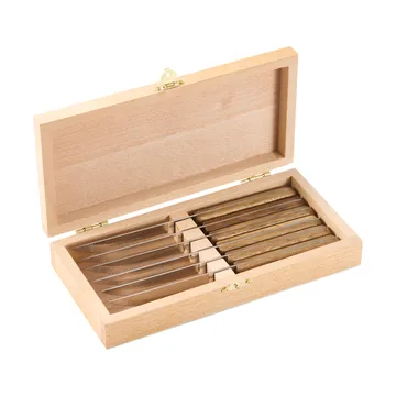 BBQ vleesmes - Roestvrij staal, 6-pack, houten doos acacia, 22,5x2 cm - Dorre