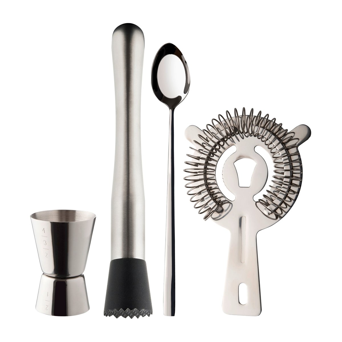 Dorre Dillon barset 4-delig Roestvrij staal | Scandinavisch Interieur | Wijn- & Barbenodigdheden | Zilverkleurig