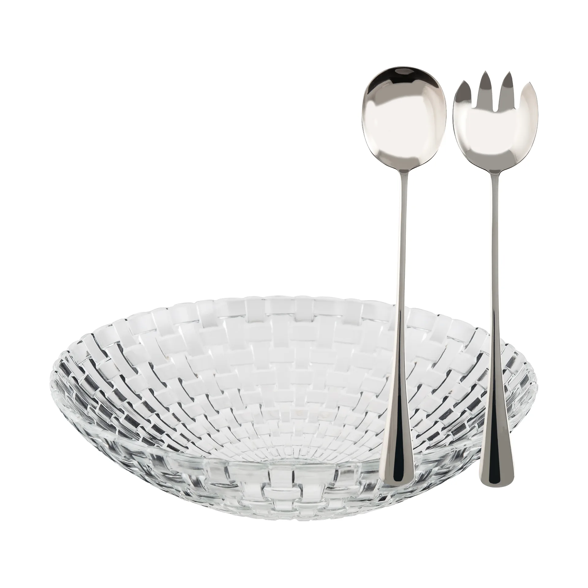 Glitter salade-kommenset, Glas-roestvrij staal, 3 delen Dorre