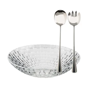 Glitter salade-kommenset - Glas-roestvrij staal, 3 delen - Dorre