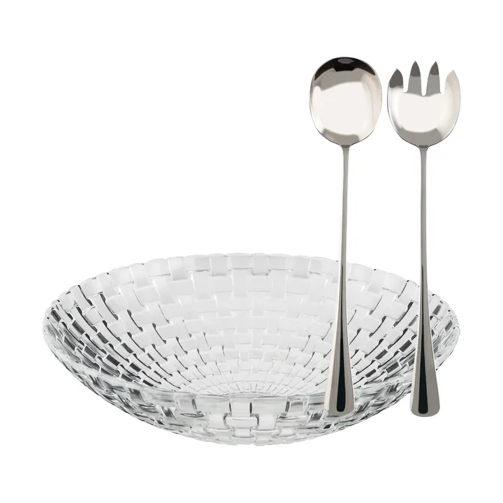 Glitter salade-kommenset - Glas-roestvrij staal, 3 delen - Dorre