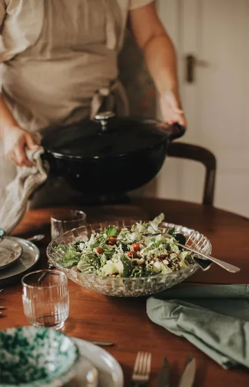 Glitter salade-kommenset - Glas-roestvrij staal, 3 delen - Dorre