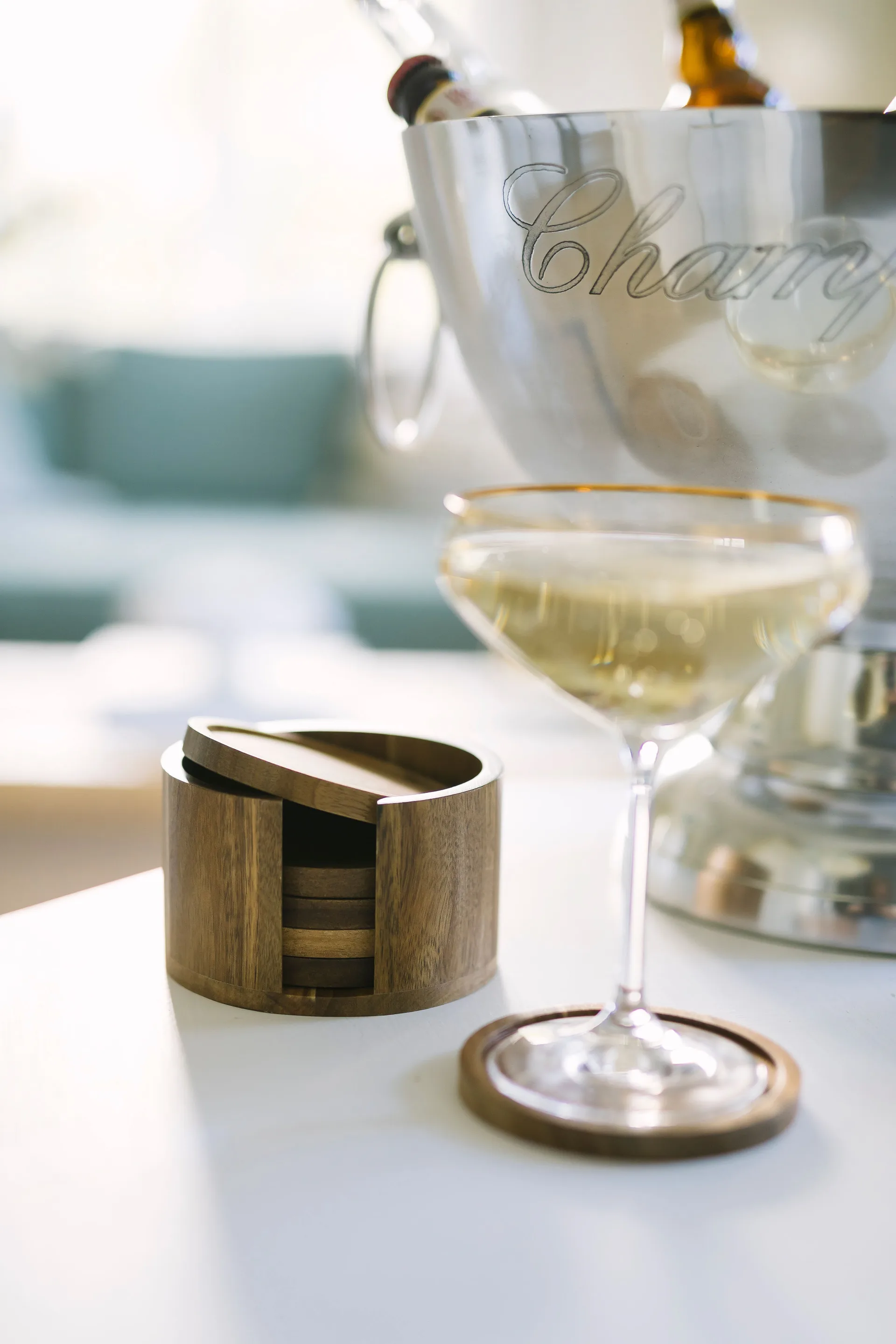 Gota glasonderzetters Ø10 cm 6-pack, Acacia Dorre