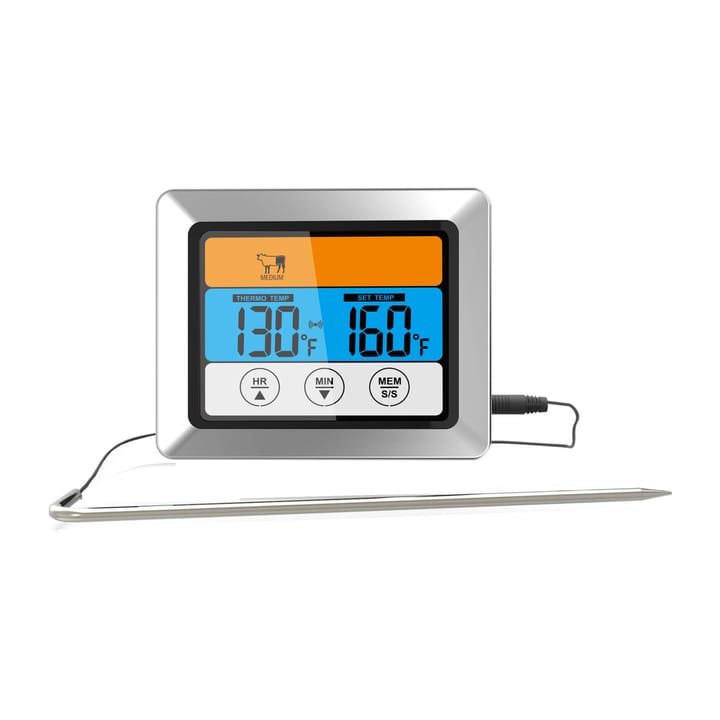 Grad vleesthermometer digitaal met snoer - Zilver - Dorre