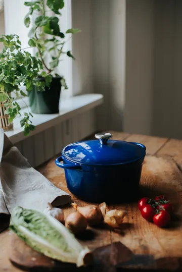 Gretl gietijzeren braadpan ronde knop roestvrij staal 4 L - Blauw - Dorre