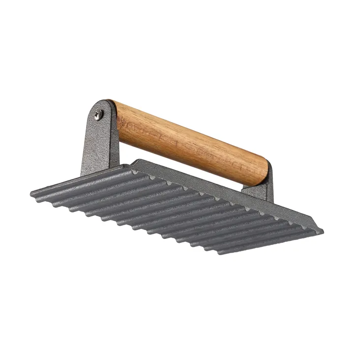 Griffin grillpers/vleesgewicht - Gietijzer, houten handgreep, 20x10 cm - Dorre