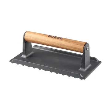 Griffin grillpers/vleesgewicht - Gietijzer, houten handgreep, 20x10 cm - Dorre