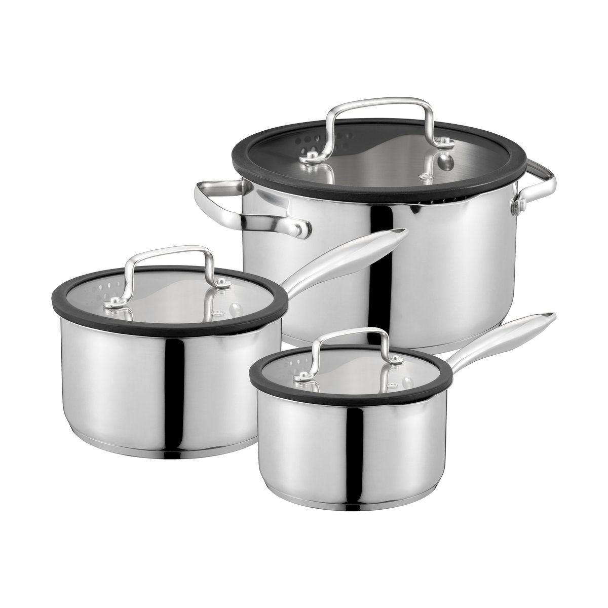 Dorre Karla pannenset 3-delig Silver | Scandinavisch Interieur | Steelpannen | Zilverkleurig