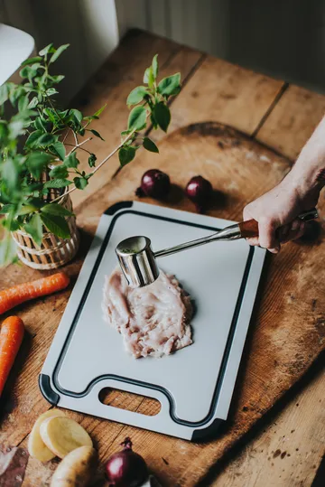 Kata vleeshamer roestvrij staal 28,8×6,1×5,1 cm - Houten handgreep - Dorre