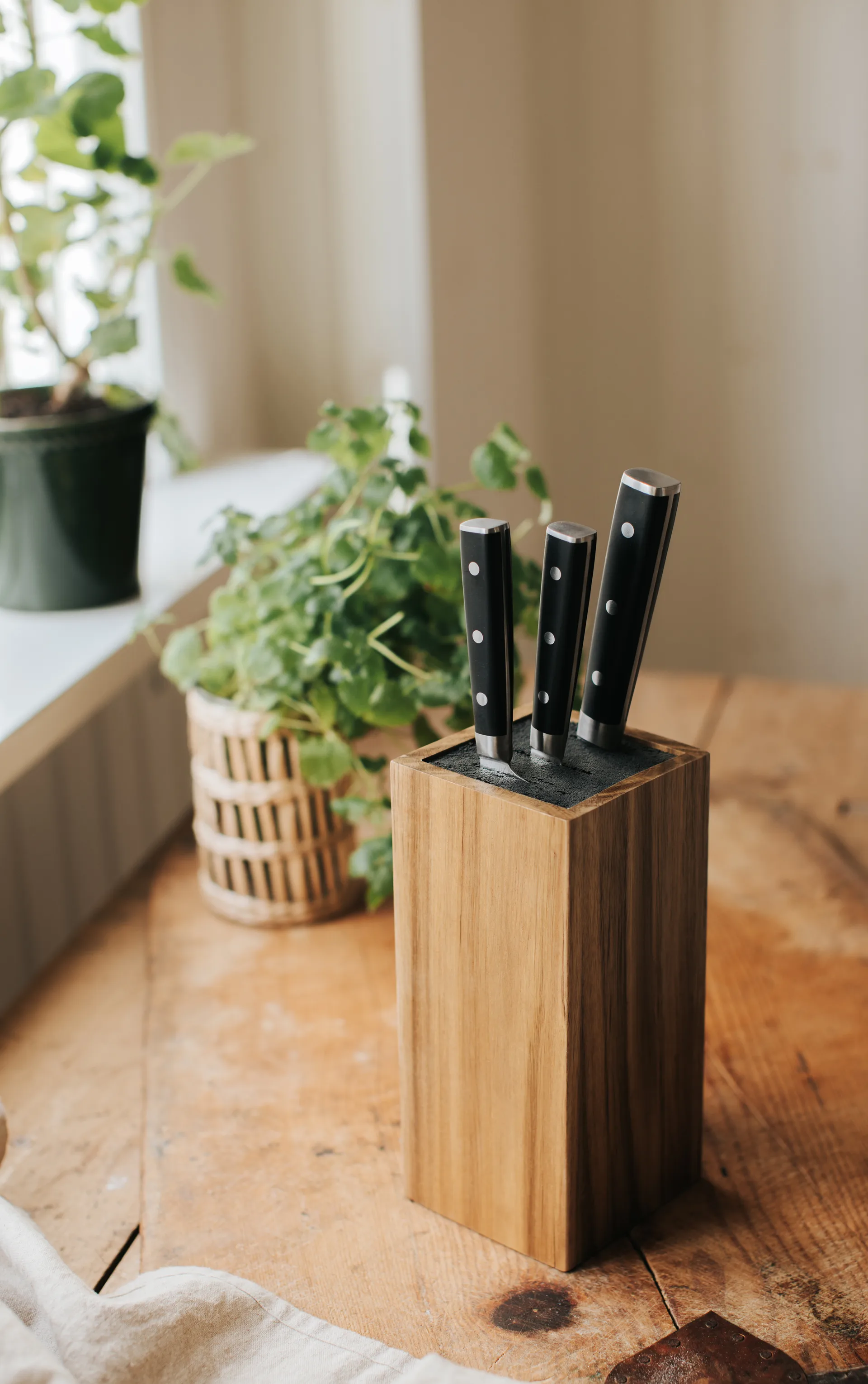 Kini messenblok vierkant acaciahout, 23,5x10,7x10,7 cm Dorre