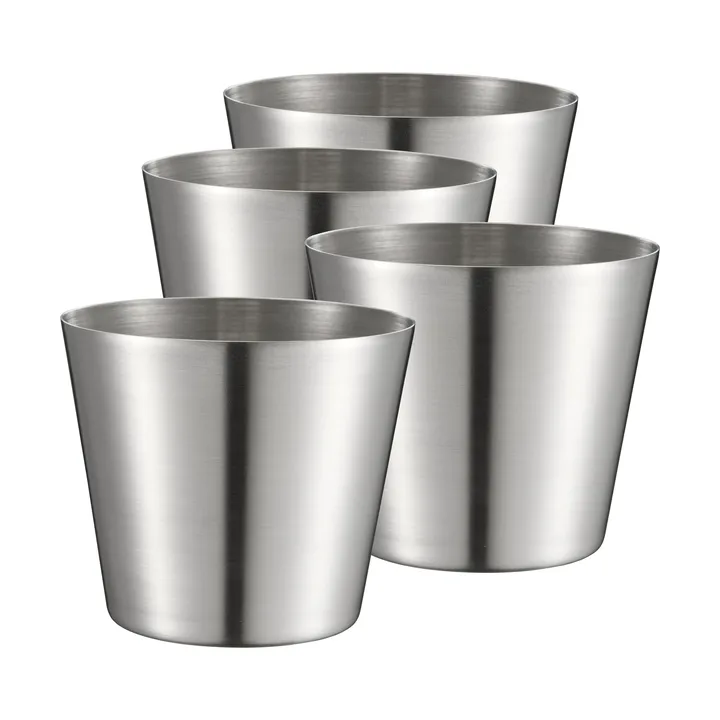 Peg friet-/ serveerbeker - Roestvrij staal, 4-pack, Ø9,5 cm - Dorre