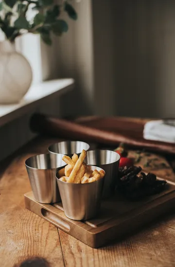 Peg friet-/ serveerbeker - Roestvrij staal, 4-pack, Ø9,5 cm - Dorre