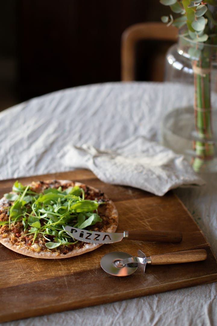 Pino pizzaset mes en pizzasnijder , Acacia-roestvrij staal Dorre