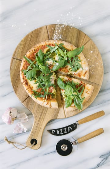 Pino pizzaset mes en pizzasnijder  - Acacia-roestvrij staal - Dorre