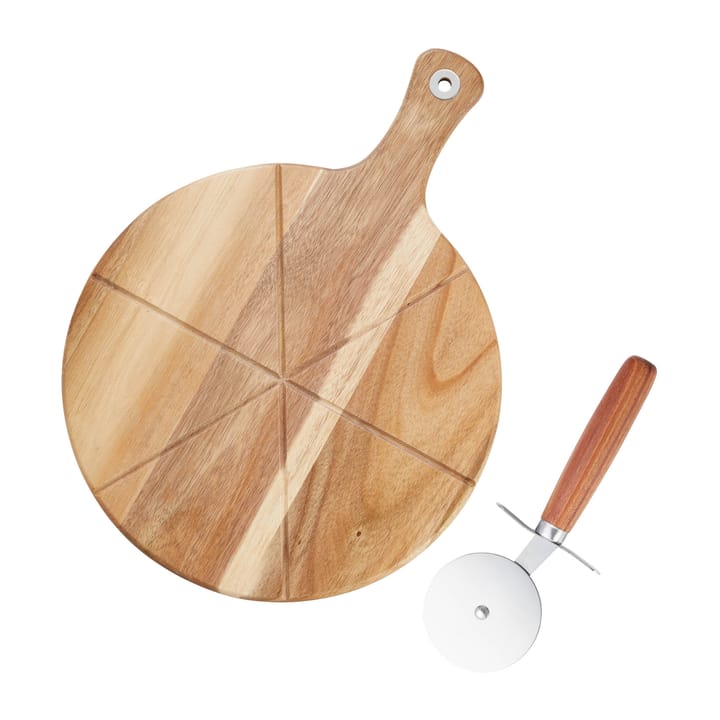 Sade pizzaset pizzasnijder snijplank Ø32 cm - Acacia - Dorre