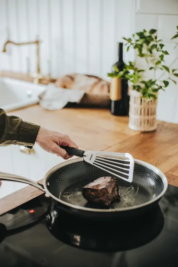 Saira spatel 33×8,5×1,8 cm - Roestvrij staal-siliconenhandvat grijs - Dorre