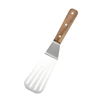 Steph vlees- en visspatel gespleten - Roestvrij staal, acaciahout, 28 cm - Dorre