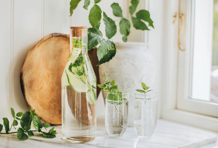 Sunnanö glazen karaf met kurken deksel 1 l, Glas-kurk Dorre