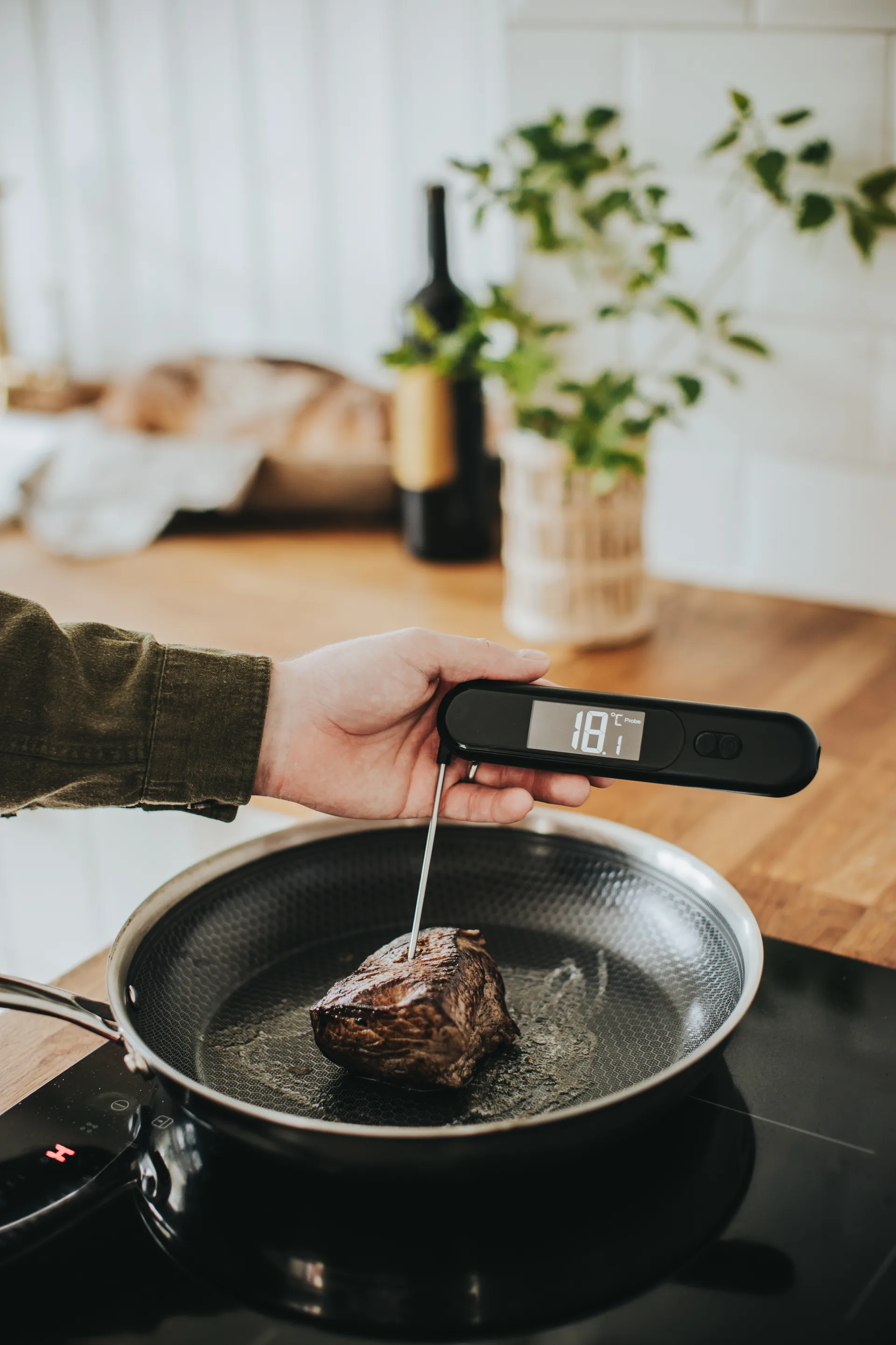 Trina thermometer 2-in-1 prik- & keukenthermometer, Zwart Dorre