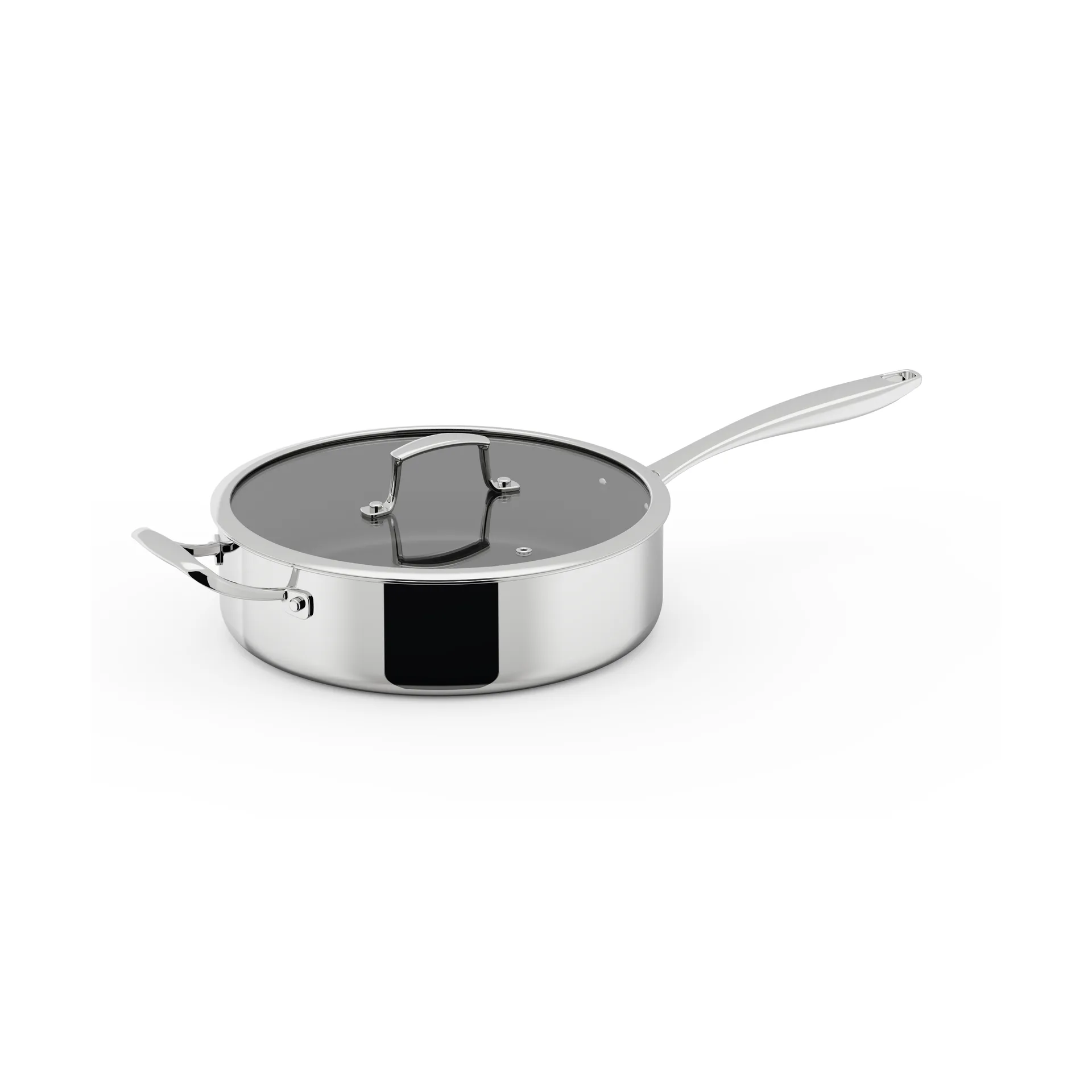 Trivence braadpan met keramische coating, Roestvrij staal, glazen deksel, Ø28 cm Dorre