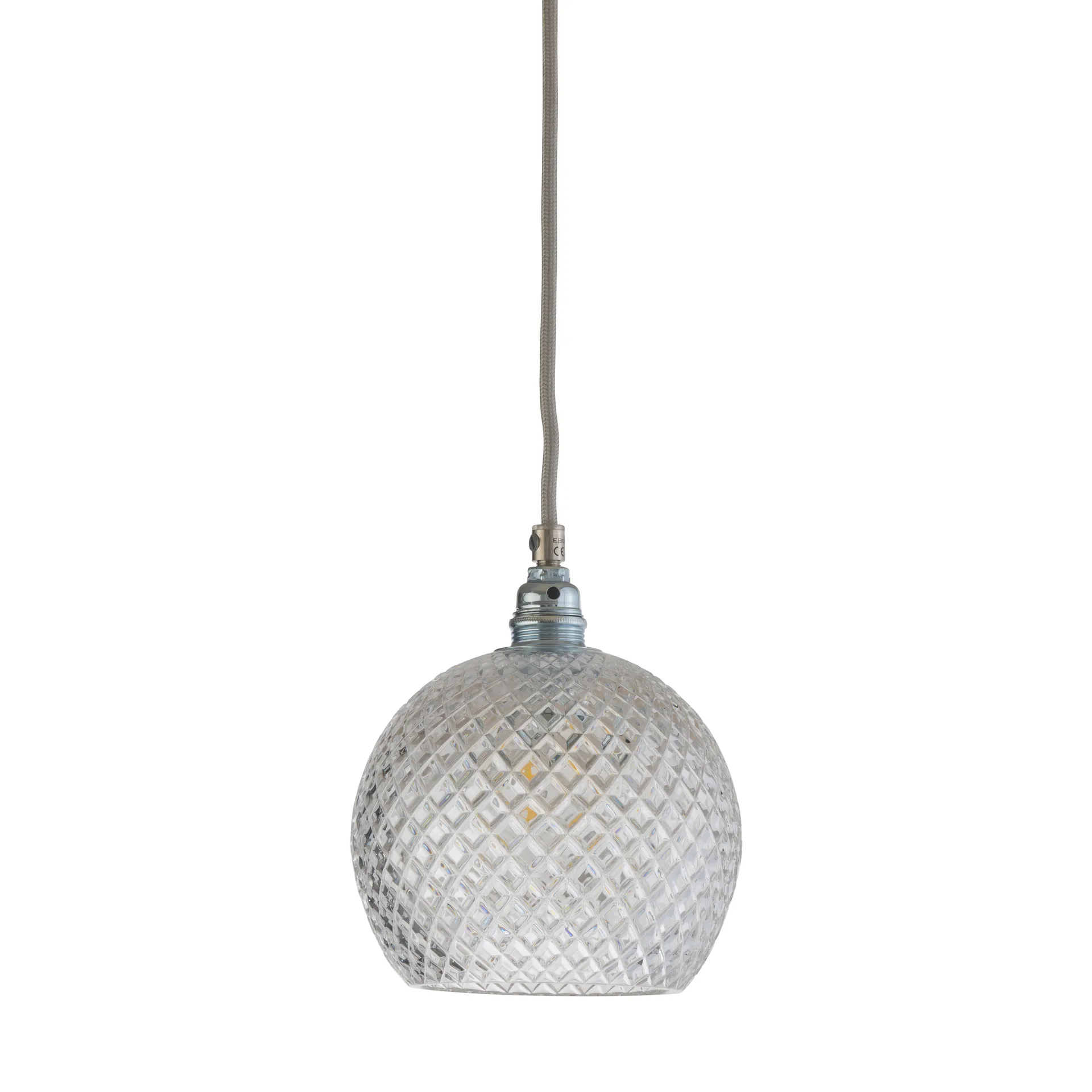 Rowan hanglamp Chrystal Ø 15,5 cm., Small check - zilveren snoer EBB & FLOW