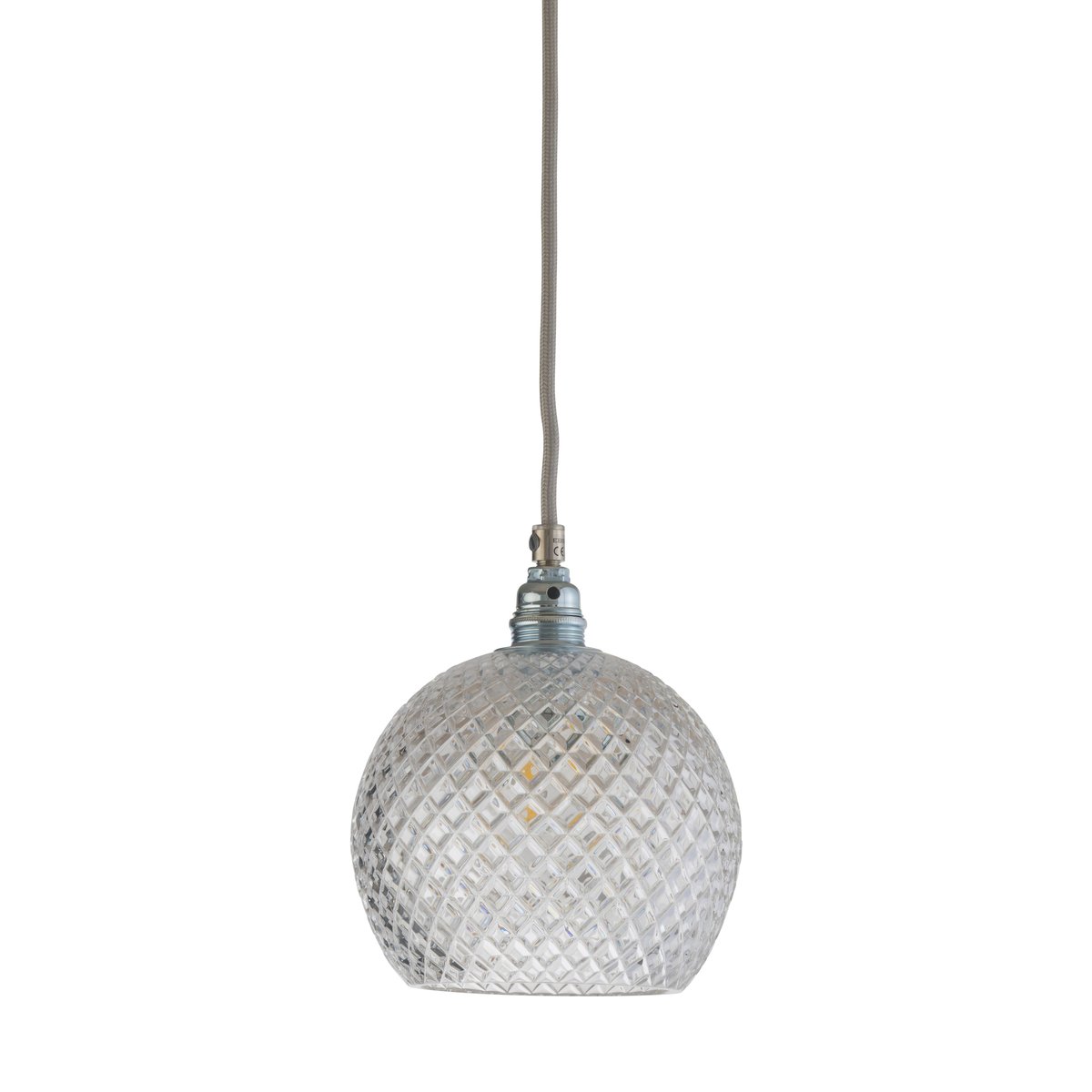 EBB & FLOW Rowan hanglamp Chrystal Ø 15,5 cm. Small check - zilveren snoer