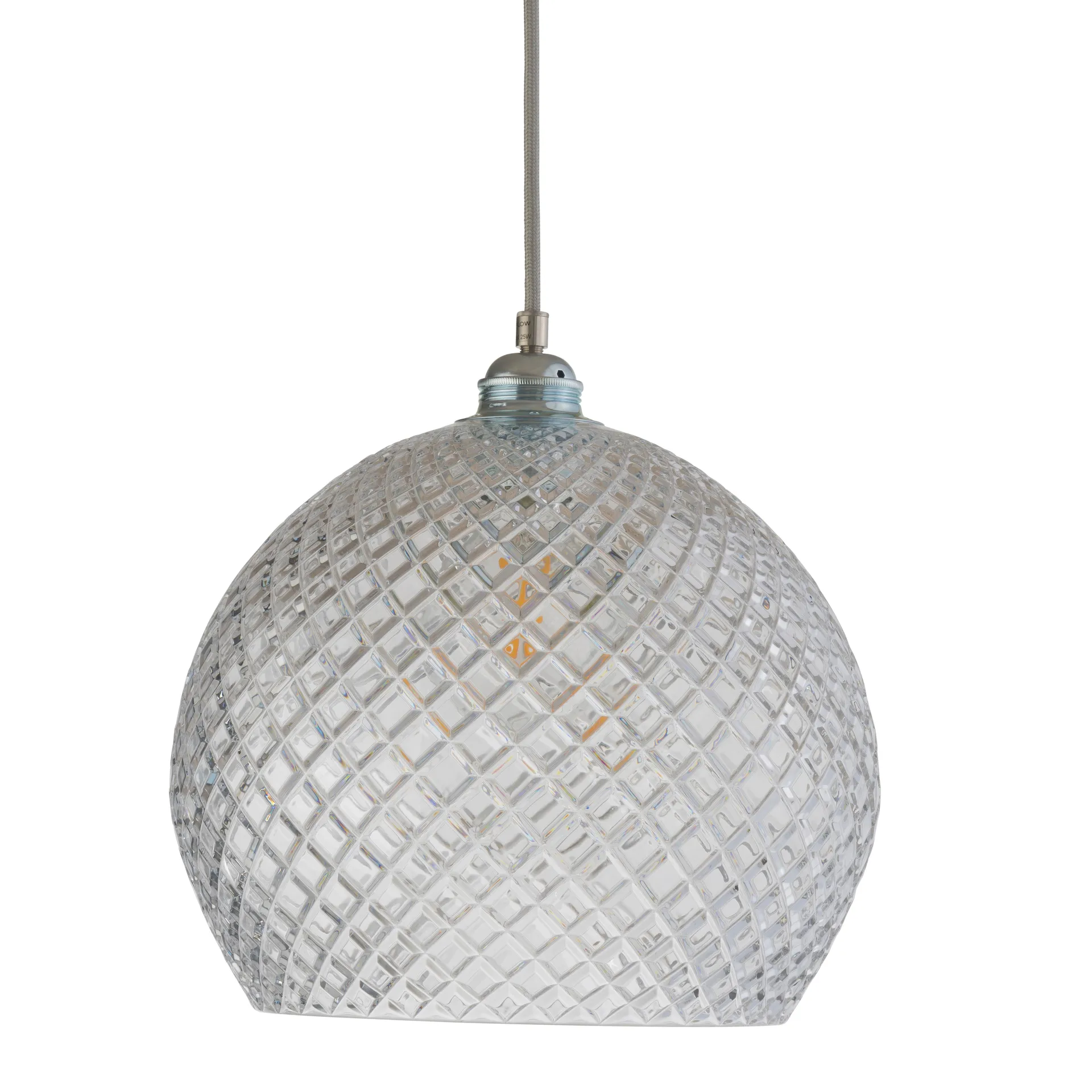 Rowan hanglamp Chrystal Ø 28 cm., Small check - zilveren snoer EBB & FLOW