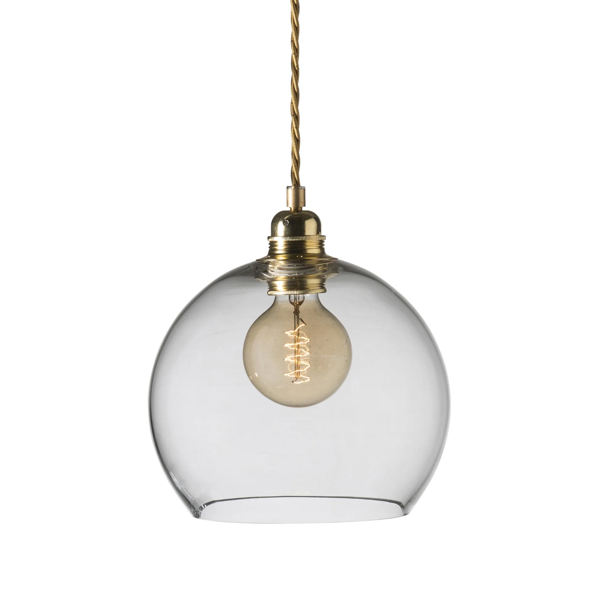 Rowan hanglamp M, Ø 22 cm., clear - gold cord EBB & FLOW
