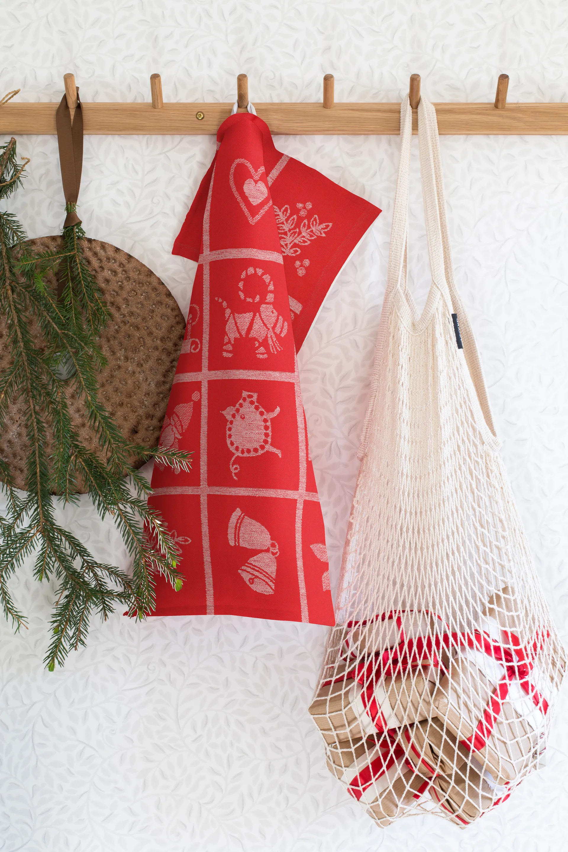 Adventruta keukenhanddoek 35x50 cm, Rood Ekelund Linneväveri