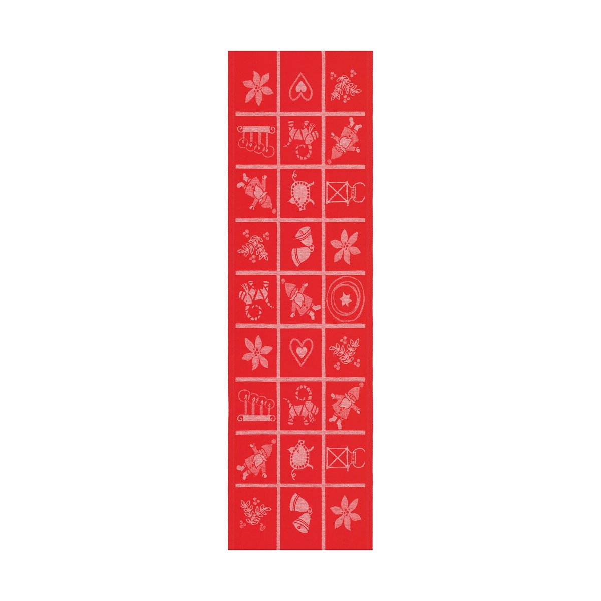 Ekelund Linneväveri Adventruta tafelloper 35x120 cm Rood
