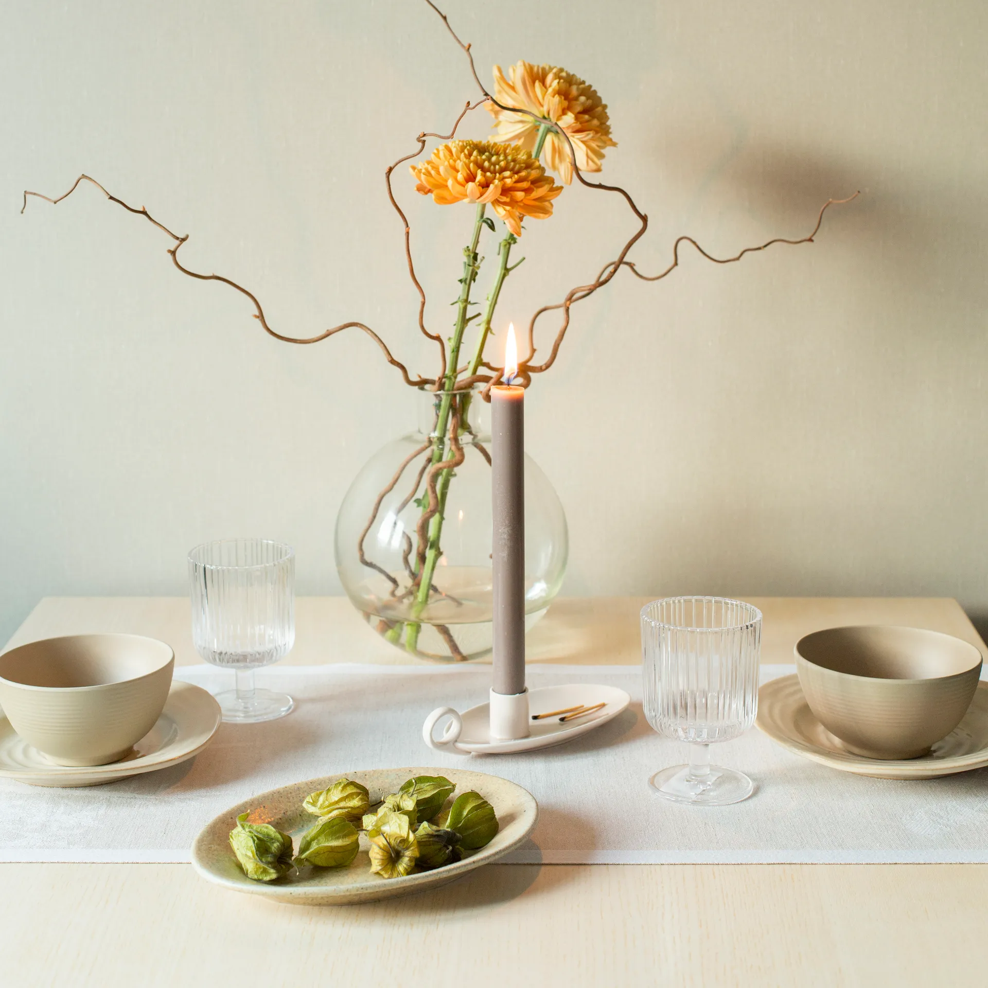 Airy tafelloper 35x120 cm, Beige Ekelund Linneväveri