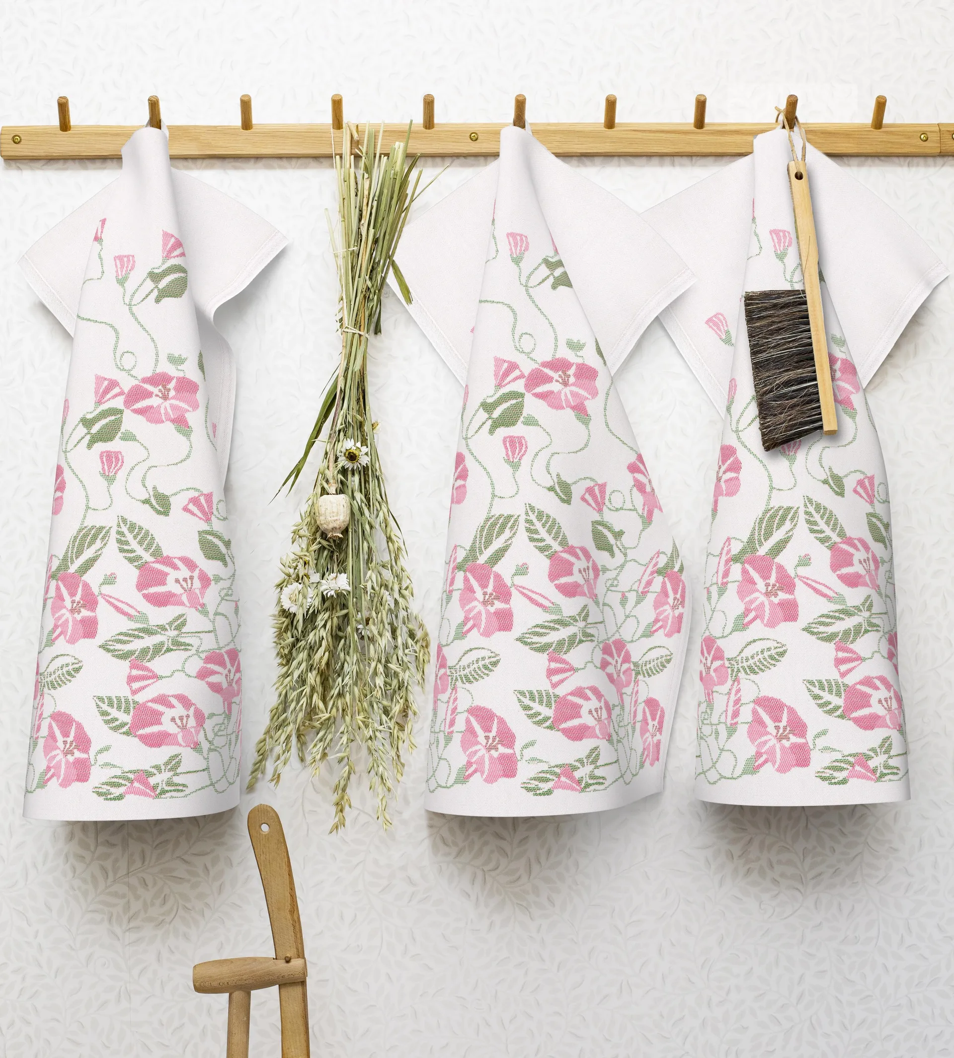 Åkervinda keukenhanddoek 48x70 cm, Roze Ekelund Linneväveri