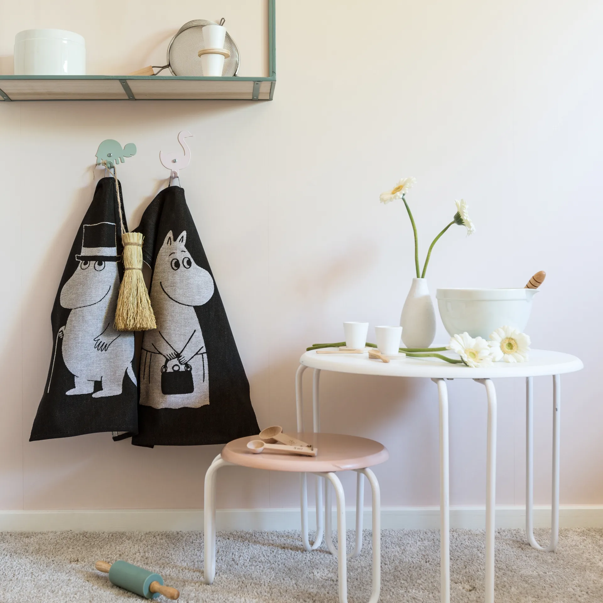 Big Moominpappa keukenhanddoek 35x50 cm, Zwart Ekelund Linneväveri