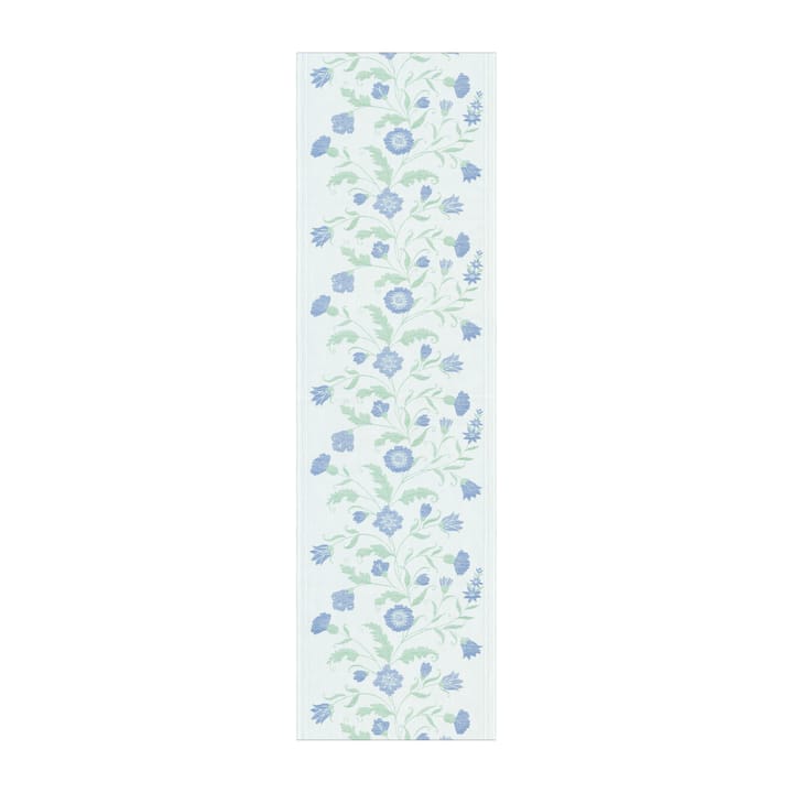 Blå blom tafelloper - 35x120 cm - Ekelund Linneväveri