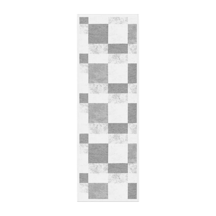 Block tafelloper 50x150 cm - Grijs - Ekelund Linneväveri