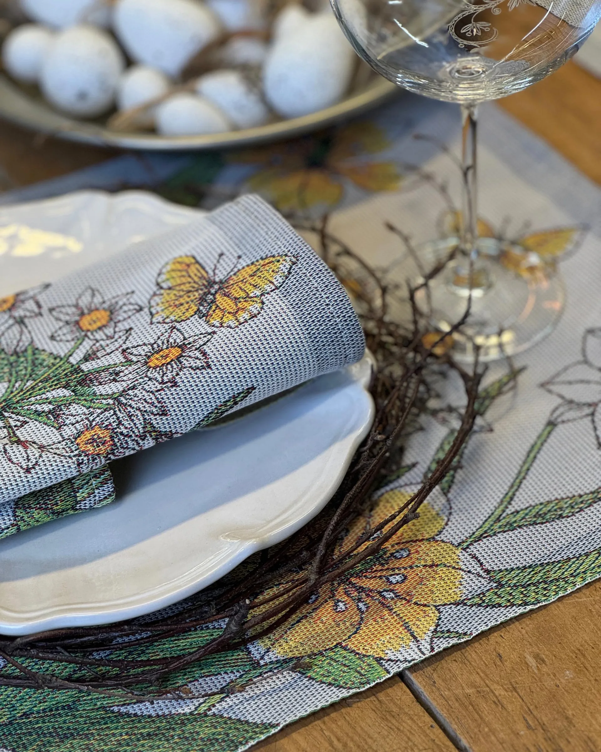 Daffodil placemat 35x48 cm, Geel Ekelund Linneväveri