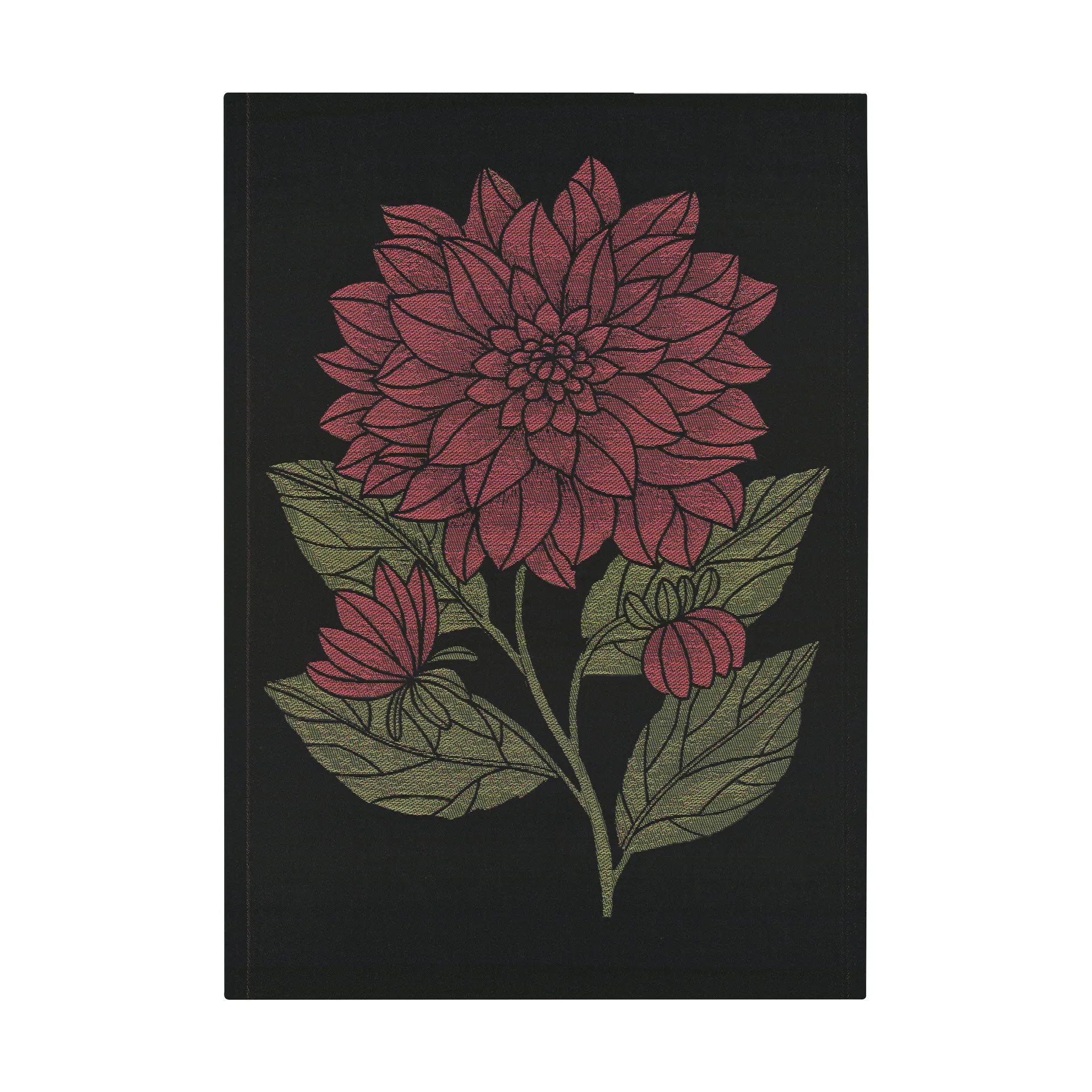 Dahlia keukenhanddoek 48x70 cm, Rood-zwart-groen Ekelund Linneväveri