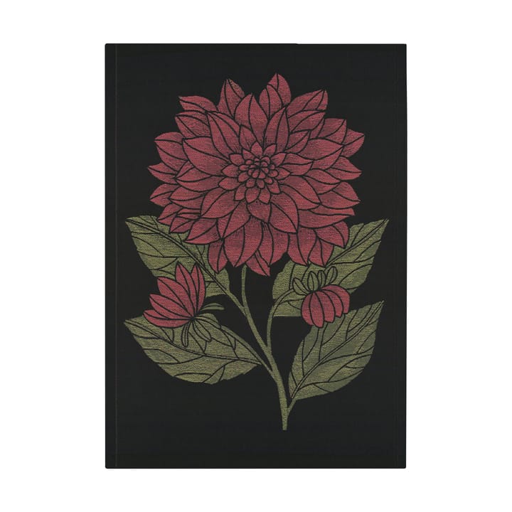 Dahlia keukenhanddoek 48x70 cm - Rood-zwart-groen - Ekelund Linneväveri