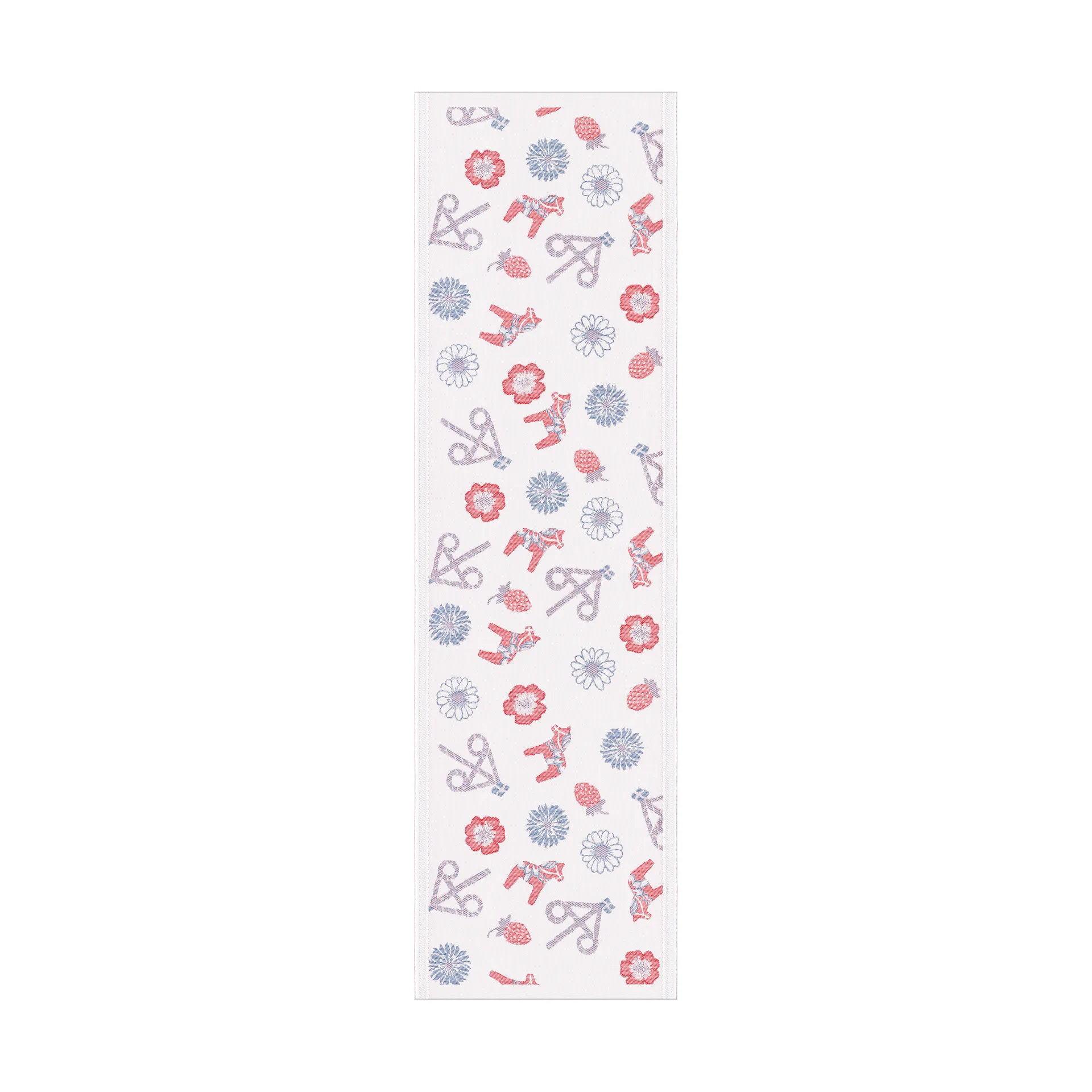 Dalasommar tafelloper 35x120 cm, Blauw-rood Ekelund Linneväveri