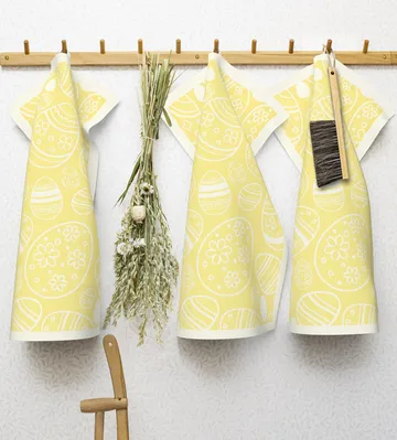 Easter Egg keukenhanddoek 35x50 cm - Geel - Ekelund Linneväveri