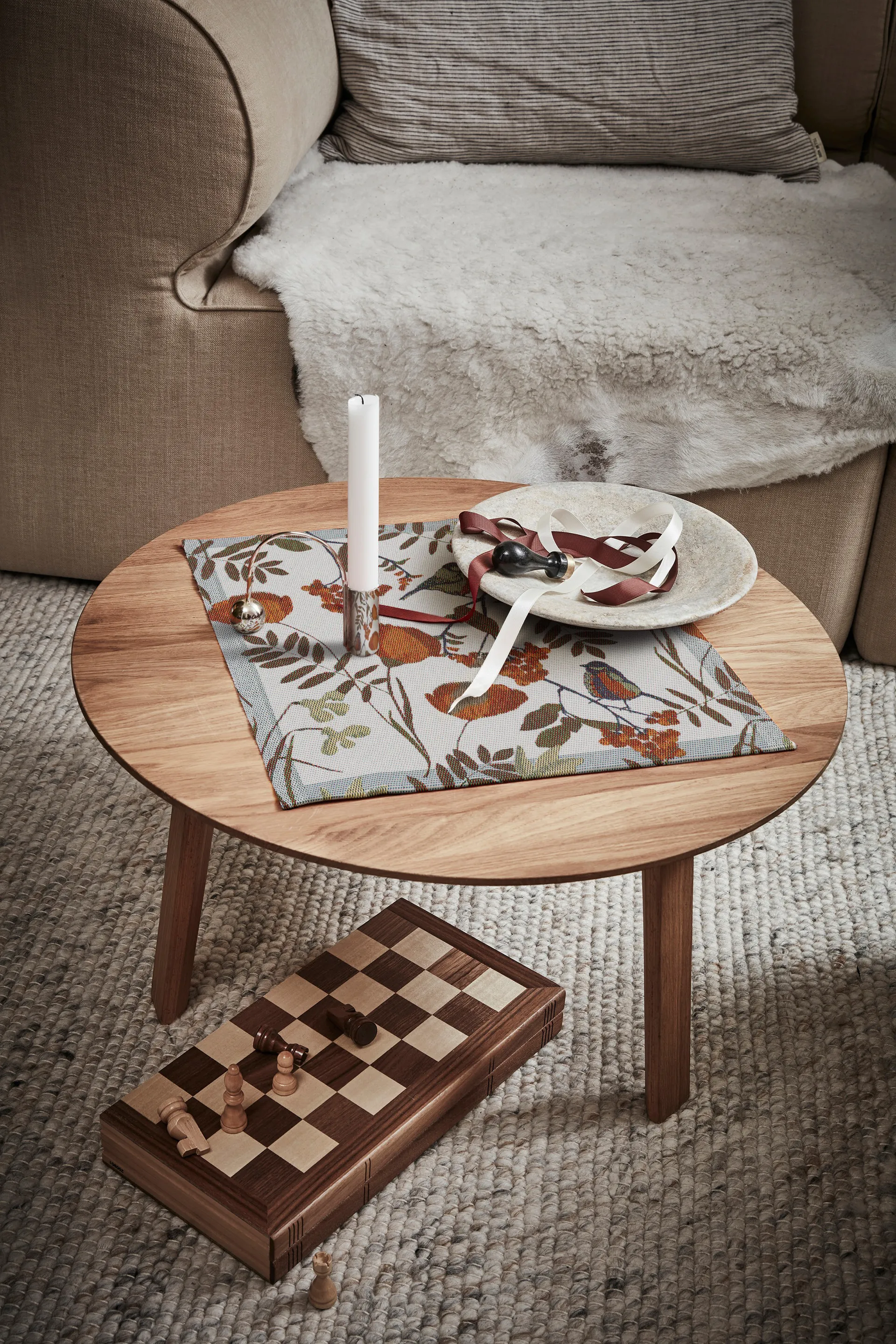 Fåglabäck servet 35x35 cm, Bruin-oranje Ekelund Linneväveri